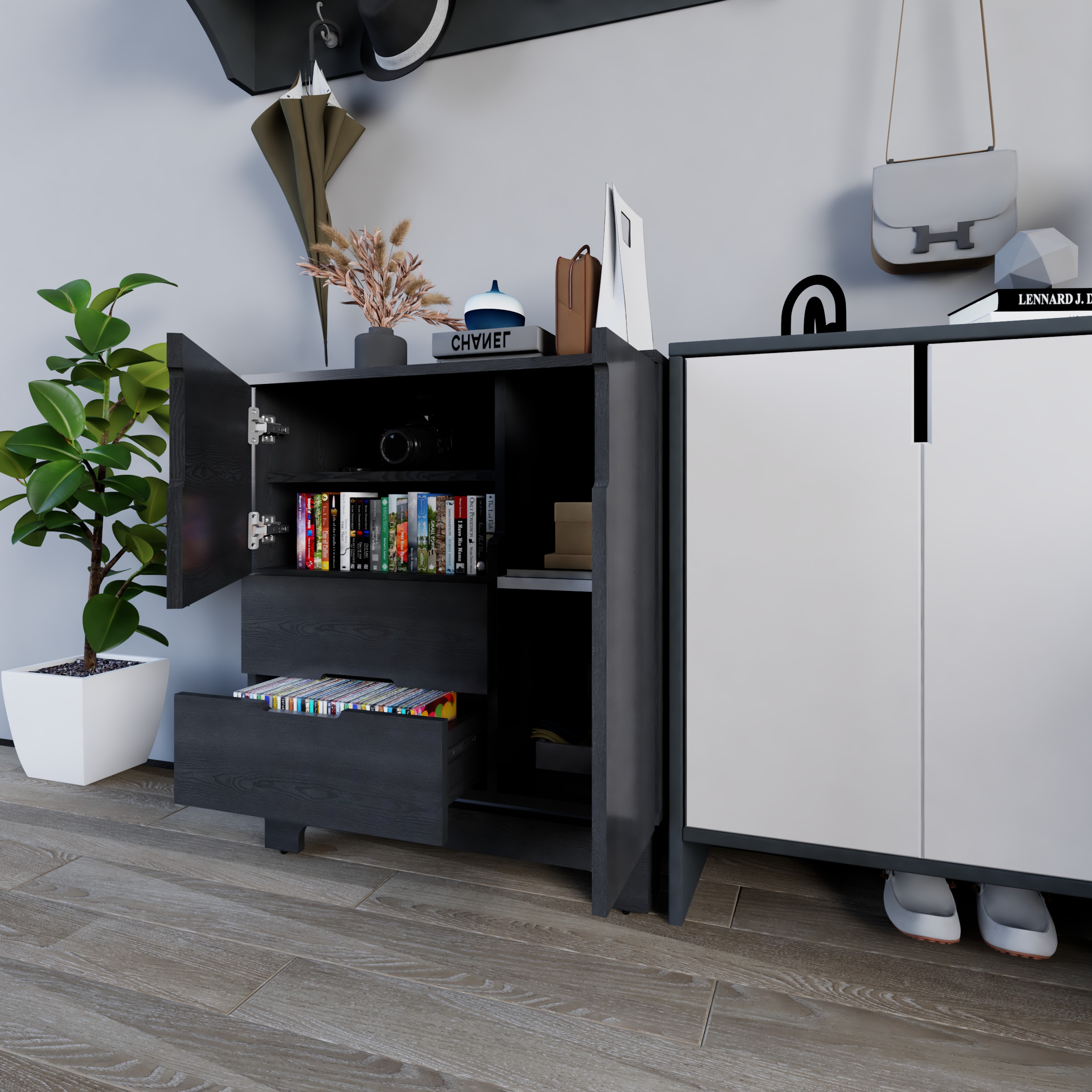 [Happy Home Furniture] MOLLY, Tủ lưu trữ 2 cánh mở - 2 ngăn kéo, 72cm x 40cm x 82cm ( DxRxC), TCM_104