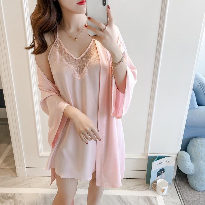 Bộ Áo choàng kèm váy ngủ lụa cao cấp Xavia A4