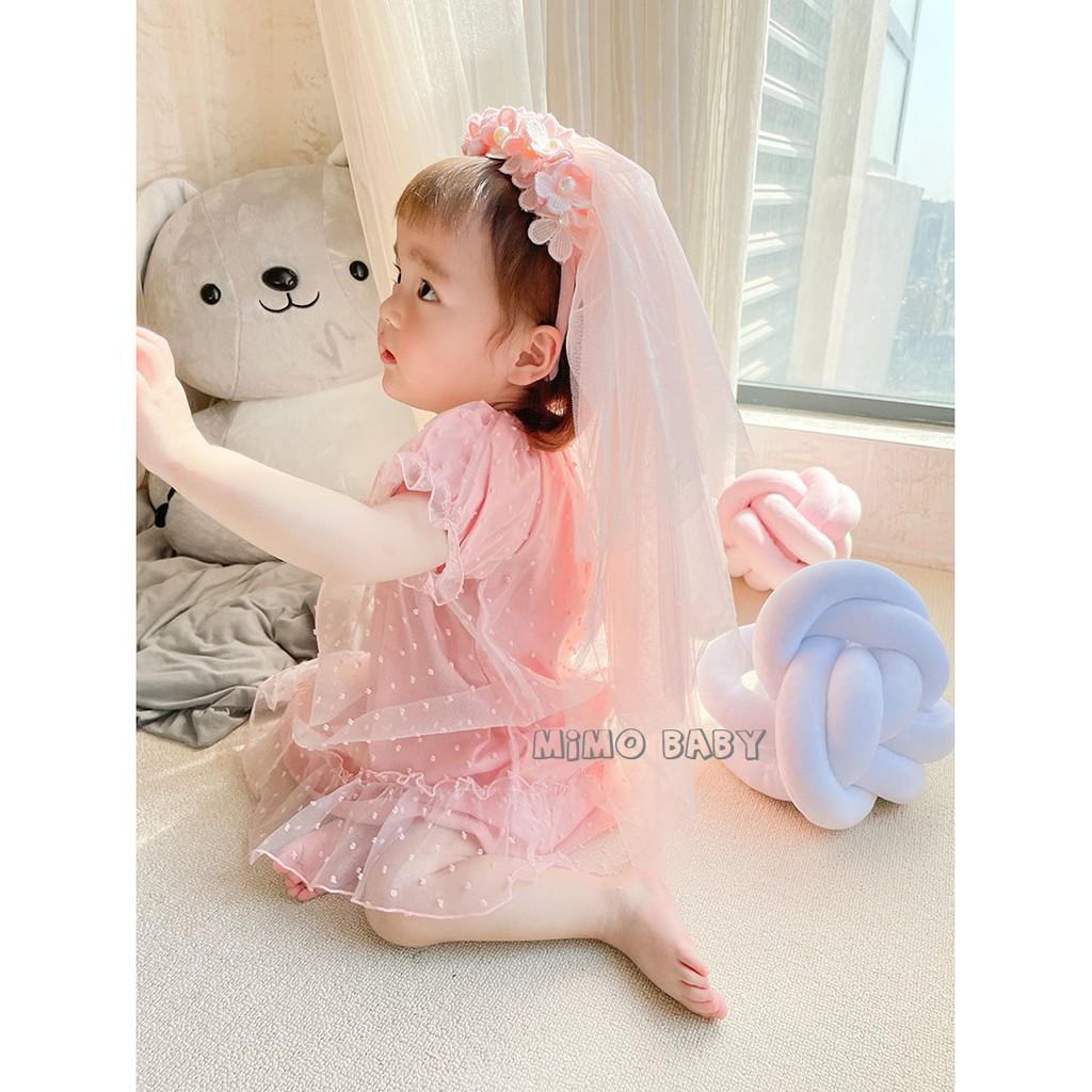 Cài bờm hoa voan công chúa Mimo Baby cho bé gái BD10