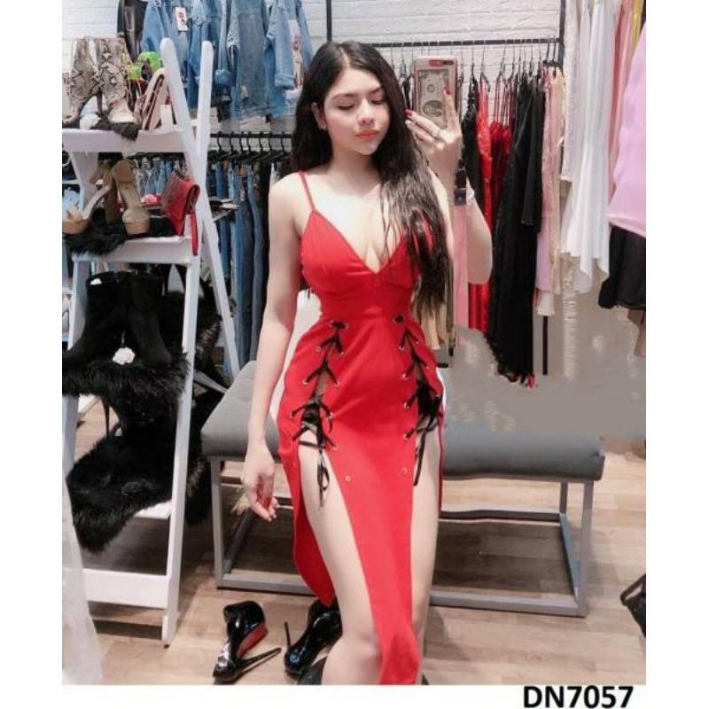 Đầm body yếm đan dây sexy