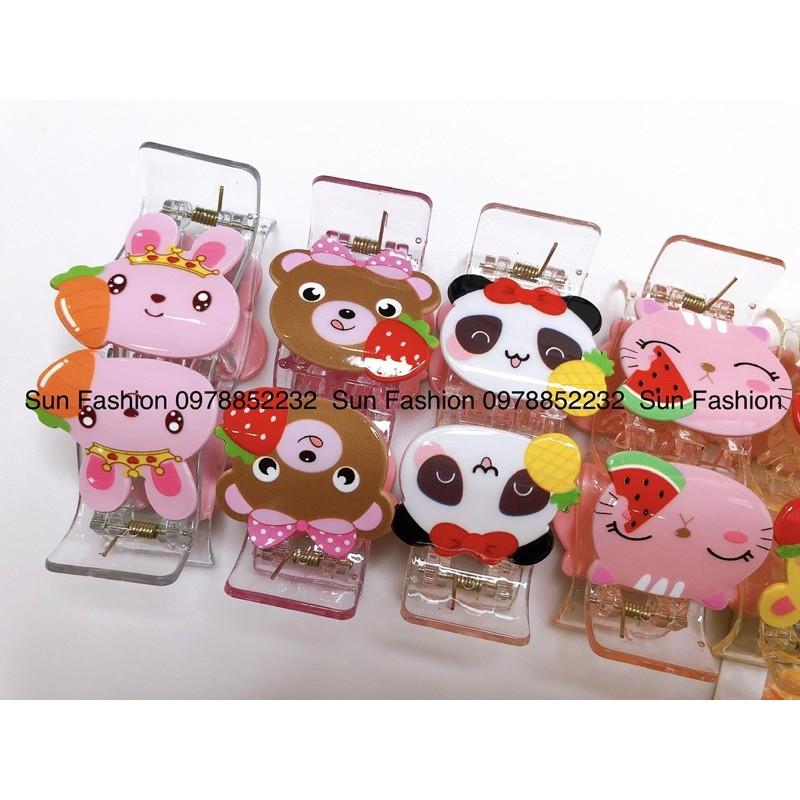 Kẹp tóc càng cua trong suốt 3 răng, 5 răng hình thú, con vật, hoạt hình, trái cây, 12 con giáp màu sắc đáng yêu