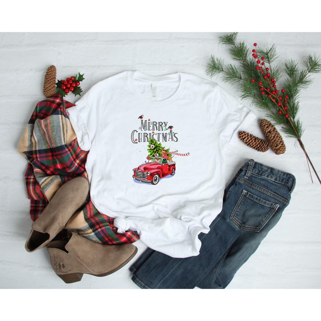 Áo thun nam nữ in hình giáng sinh cổ tròn form rộng vải mềm mại - Quà tặng Noel