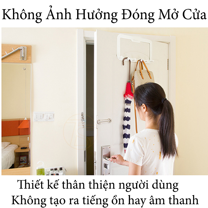 Móc Treo Đồ Sau Cửa 6 Móc E1605 - Giá Đỡ Dán Sau Cửa Treo Quần Áo Nón Tiện Lợi
