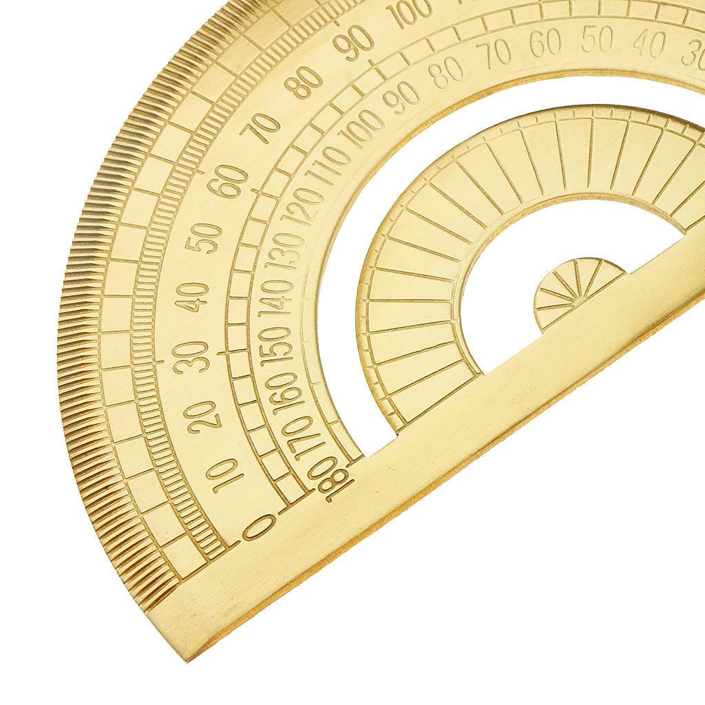 2xMini Brass Math Geometry Ruler Jewelry Measuring Tool Protractor