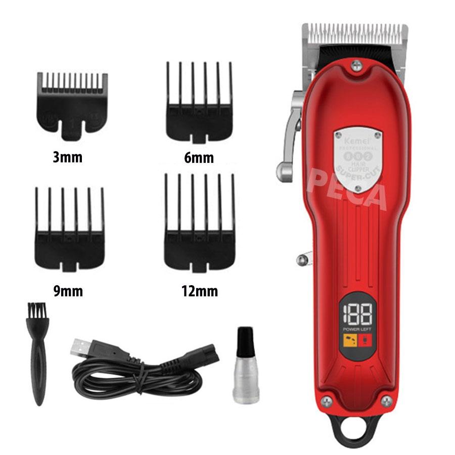 Tông đơ cắt tóc chuyên nghiệp Kemei KM-802 màn hình LCD hiển thị công suất mạnh mẽ 10W sạc nhanh pin trâu
