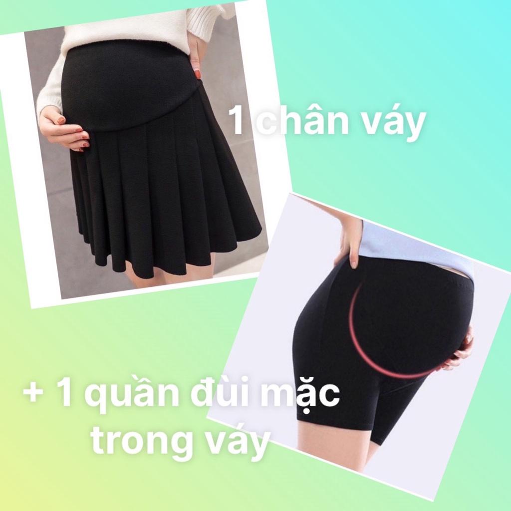 Chân váy bầu xếp ly dáng ngắn CHẤT UMI siêu xinh CV06