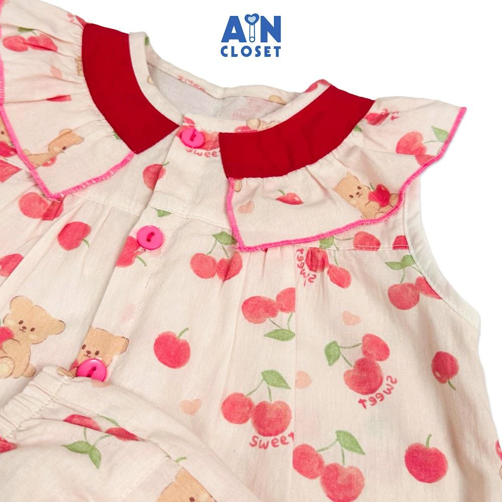 Bộ quần áo Ngắn bé gái họa tiết Cherry Bear đỏ cotton - AICDBGFQDNFA - AIN Closet