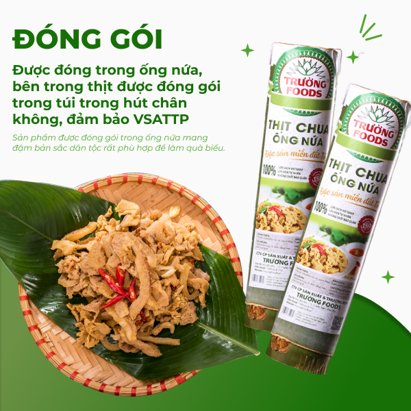 Combo 3 Thịt Chua Ống Nứa Đặc Biệt Trường Foods 180g/Ống
