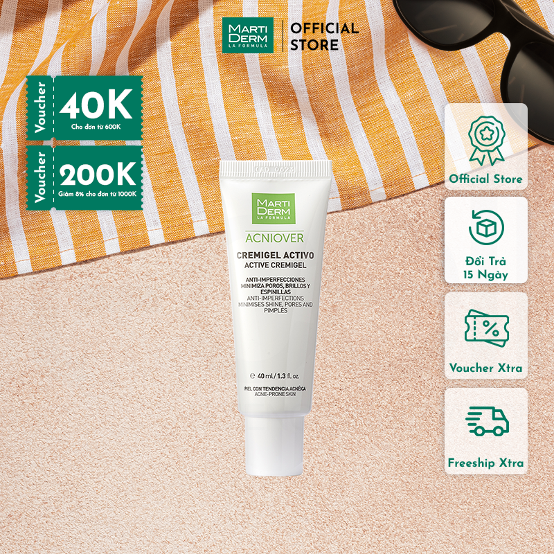 Kem Dưỡng Giảm Nhờn, Mụn &Amp; Se Lỗ Chân Lông - Martiderm Acniover Active Cremigel 40Ml