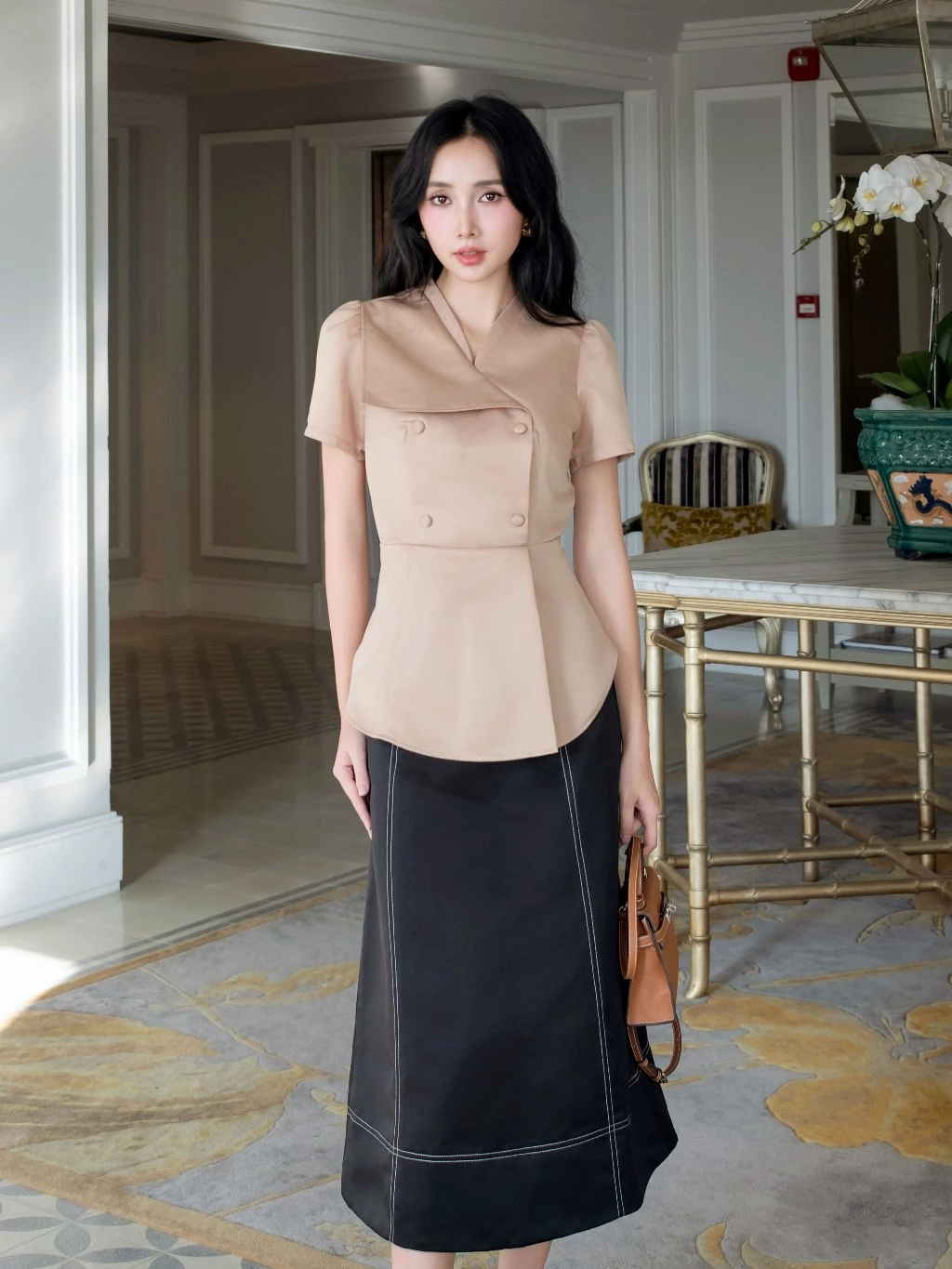 Chân váy xòe đen NGADO , chân váy công sở