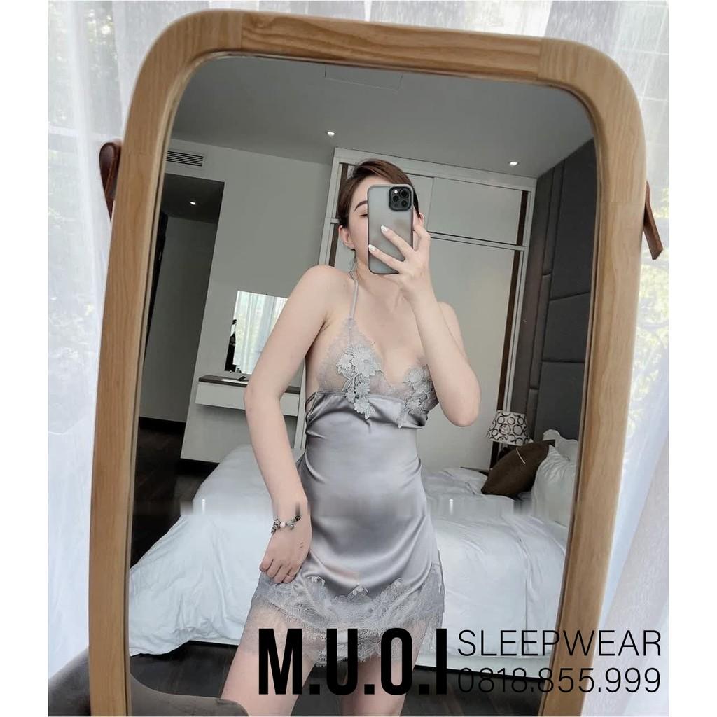 Váy ngủ sexy Quảng Châu - V005 Váy ngủ lụa sexy kết hoa nổi  QUẢNG CHÂU CAO CẤP  - Hàng có sẵn