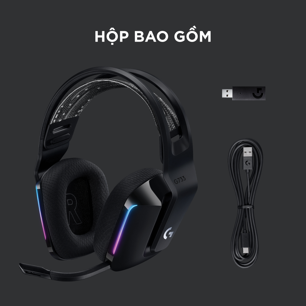 Tai nghe Gaming Logitech G733 LIGHTSPEED Wireless 7.1 RGB - Hàng Chính Hãng