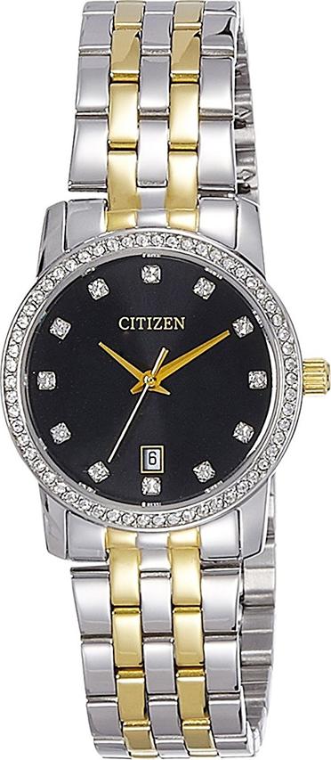 Đồng Hồ Nữ Citizen Đính Đá Swarovski Dây Thép Không Gỉ EU6034-55E - Mặt Đen