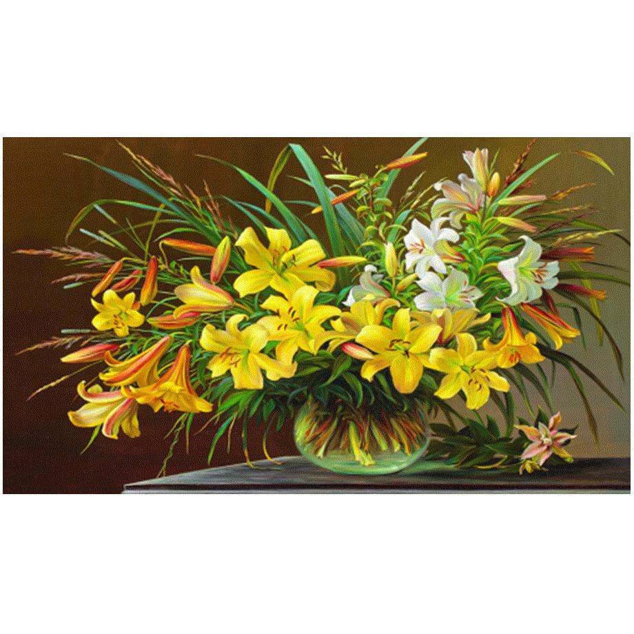 Tranh Đính Đá HOA KHAI PHÚ QUÝ . Kích Thước: 65cm x 50cm
