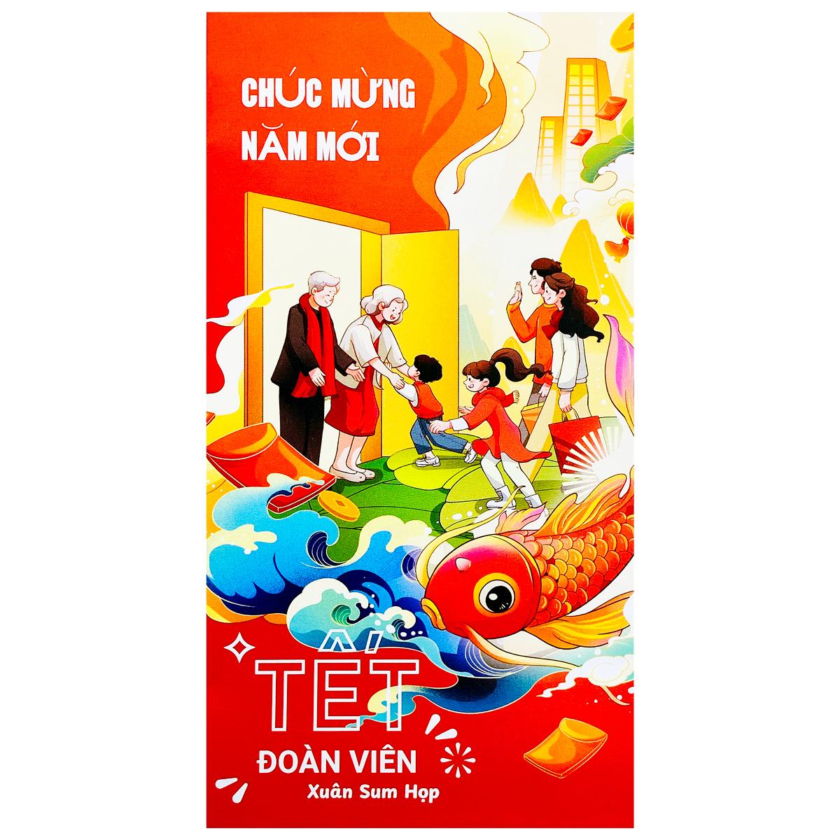 Bộ 5 Bao Lì Xì Tết Bính Ngọ 2026 - Tết Đoàn Viên - futurebook L188 - Chúc Mừng Năm Mới