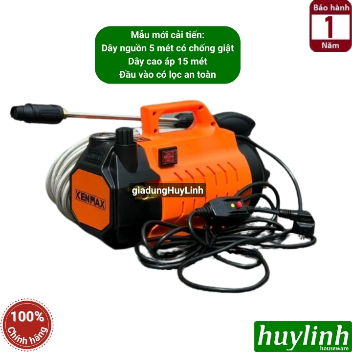 [Chống giật] Máy xịt rửa xe Chỉnh Áp Kenmax KM-230 PLUS - 2300W - Motor từ lõi đồng 100% - Hàng chính hãng