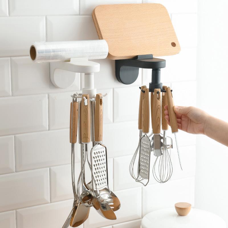 Móc treo đồ dùng làm bếp đa năng xoay được gắn tường