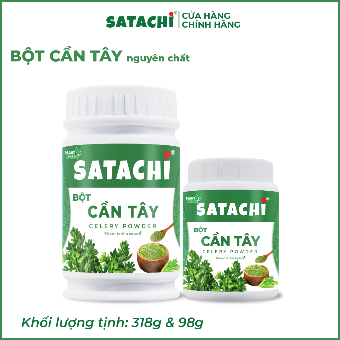 Bột Cần Tây nguyên chất SATACHI. Giảm huyết áp, tim mạch khỏe mạnh, giảm cân hiệu quả, thanh lọc cơ thể. Hộp 318g