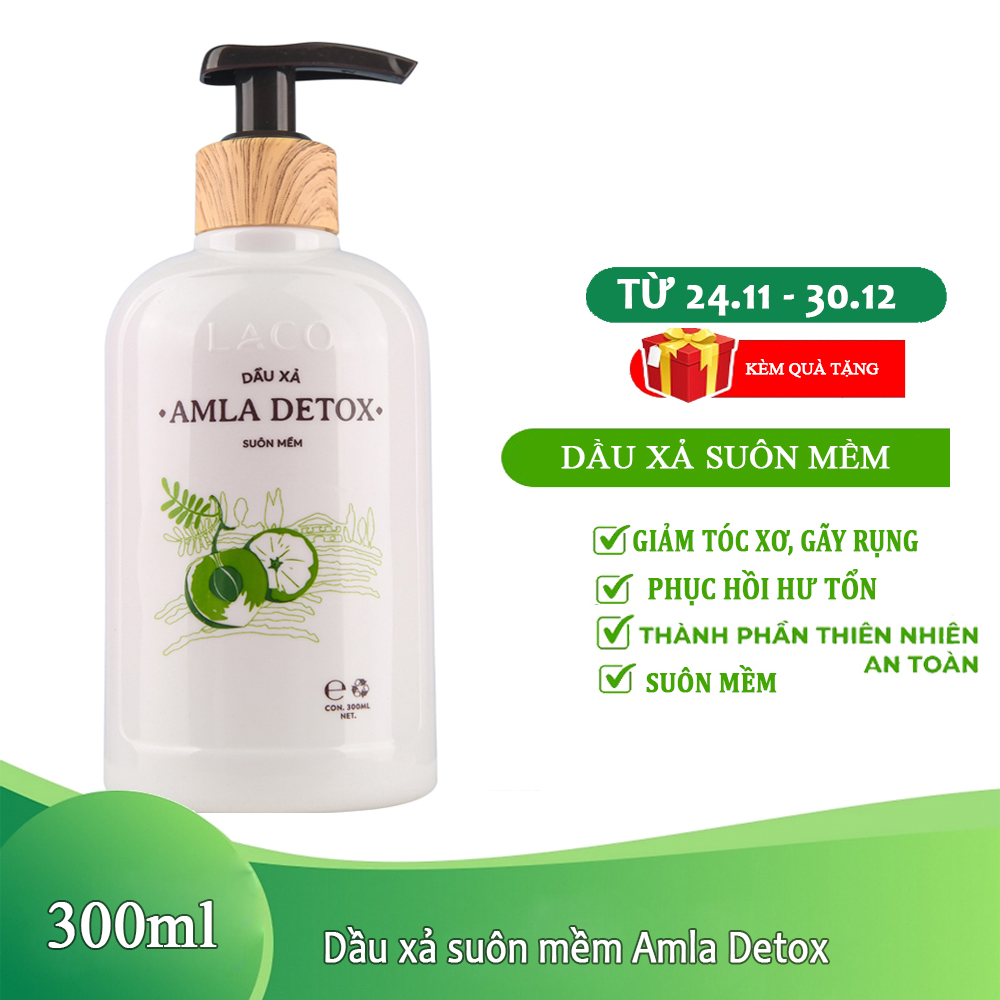 Dầu xả tóc suôn mềm hữu cơ AMLA DETOX LACO – Nuôi dưỡng tóc giúp tóc suôn mềm, óng mượt