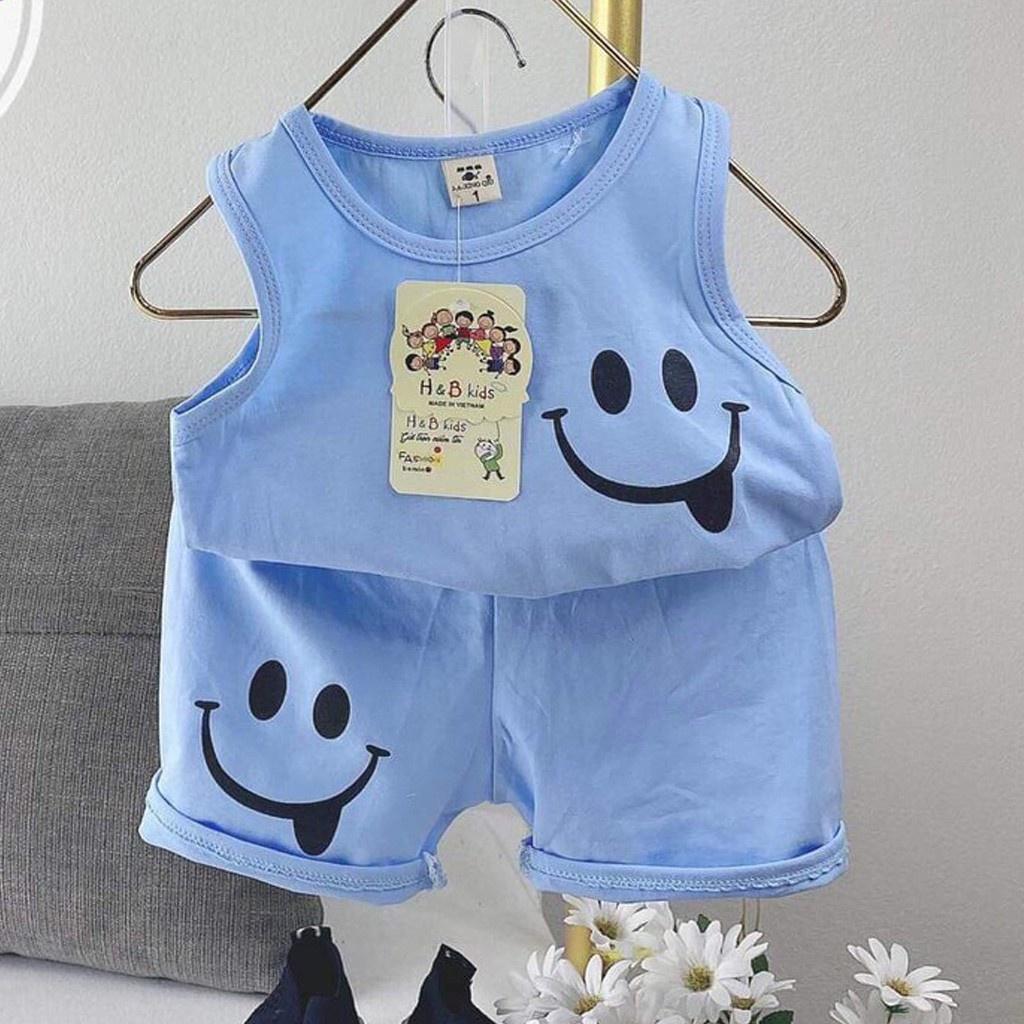 Bộ Sát Nách In Hình Mặt Cười Cho Bé, Bộ Ba Lỗ Cho Bé Chất Coton Cho Bé 6-20kg - ROSY KIDS