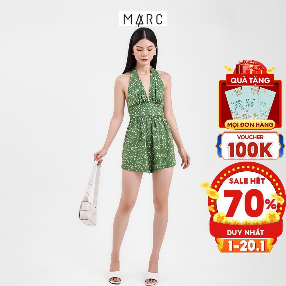 Jumpsuit nữ MARC FASHION hoạ tiết hoa cổ V CBVH0515