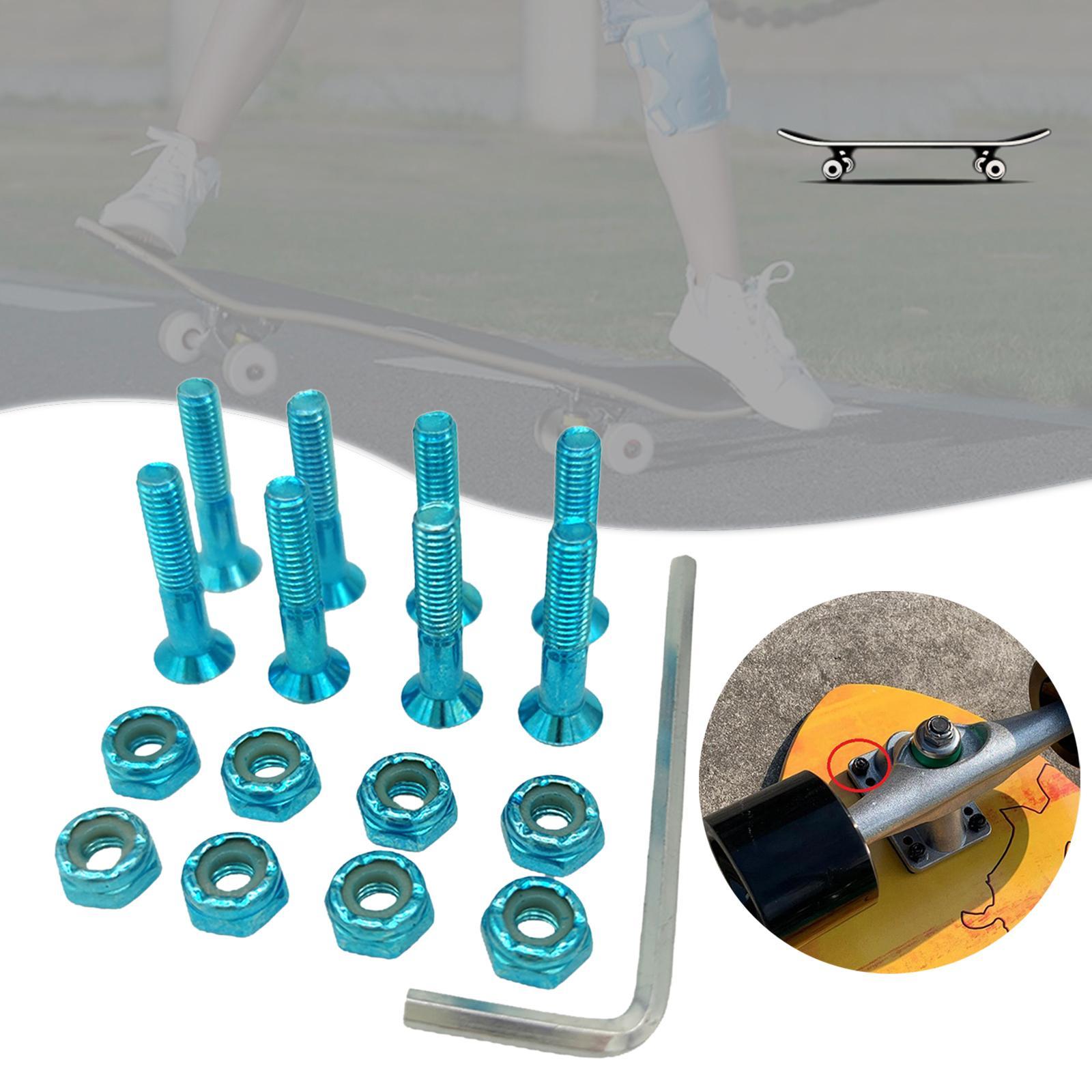 8pcs Replacement Skateboard Hardware Set Longboard Screws Accessories blue