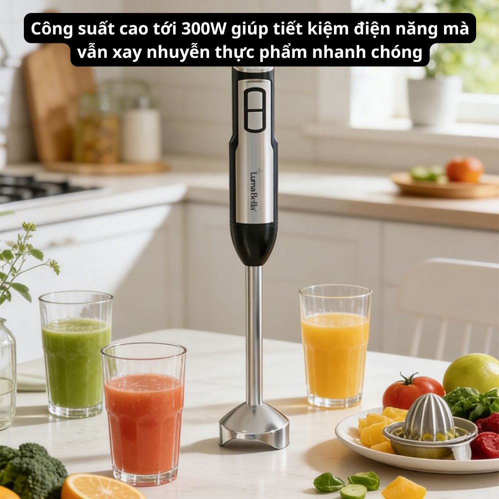Máy xay cầm tay đa năng Lumabella LB-52036 công suất 1200W, lưỡi dao sắc bén xay nhuyễn thực phẩm - HÀNG CHÍNH HÃNG