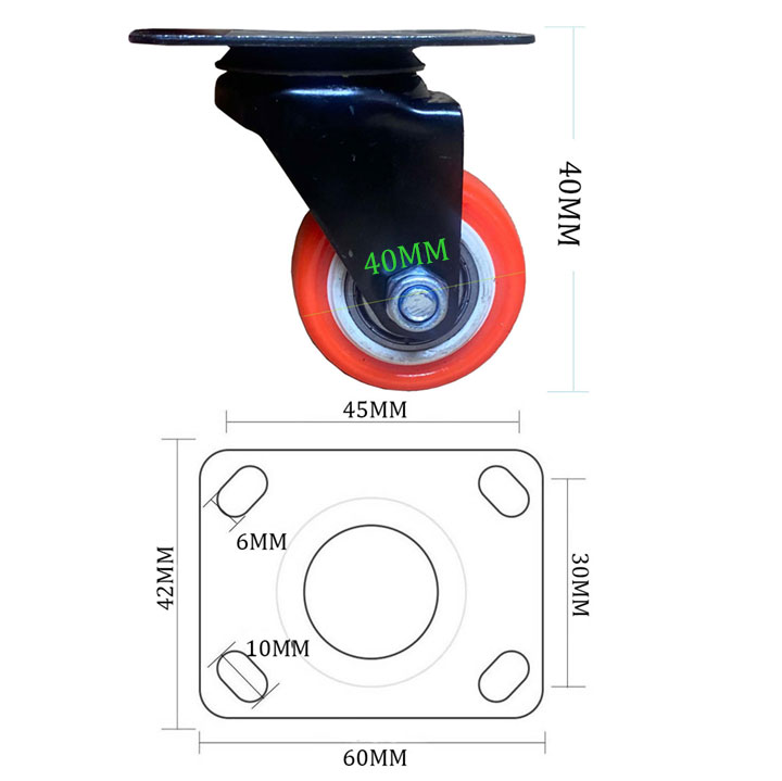 BÁNH XE NHỎ CHỊU LỰC BẰNG NHỰA PU 40mm