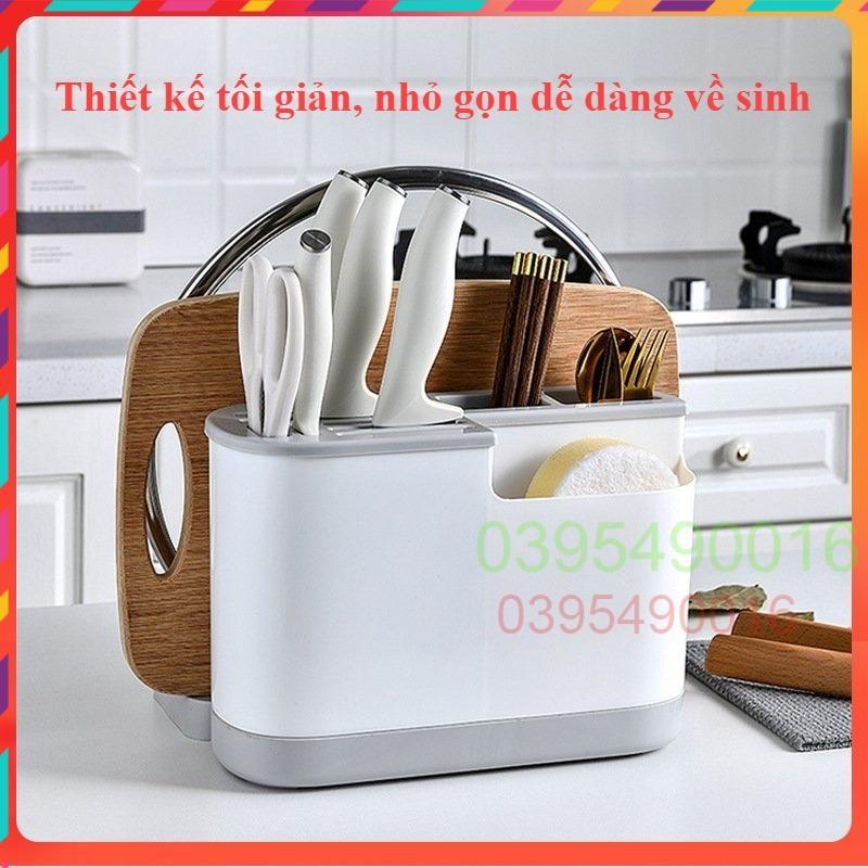 Kệ đựng đũa muỗng dao kéo thìa, có ngăn để thớt vung nồi tiện dụng, nhựa PP bền bỉ