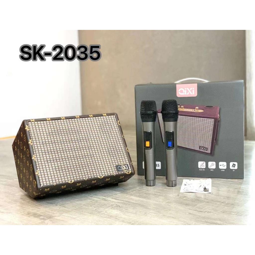 Oa Bluetooth Karaoke Qixi SK-2035 Âm Thanh Siêu Đỉnh Tặng Kèm 2 Tay Mic Không Dây, Thiết Kế Cực Đẹp