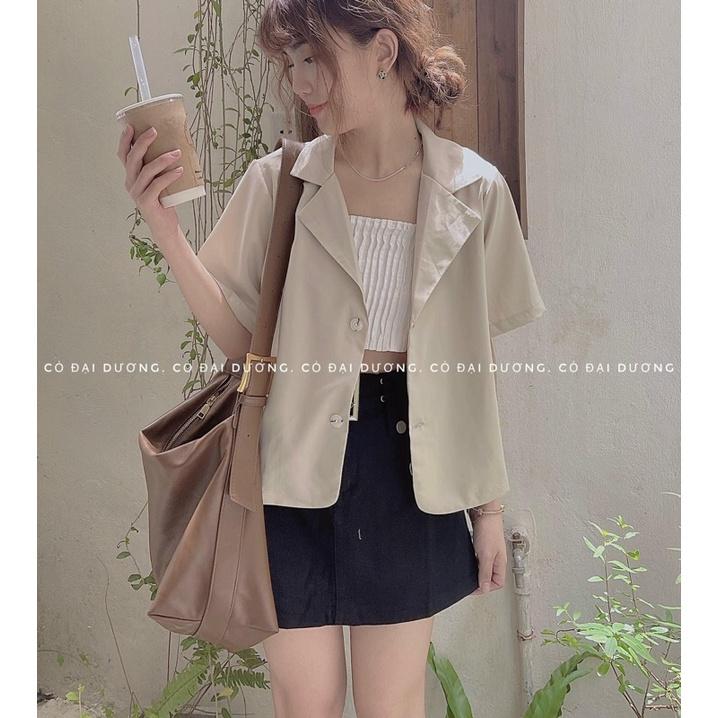 áo blazer cộc 570 - 2(xanh đậm),freesize dưới 55kg