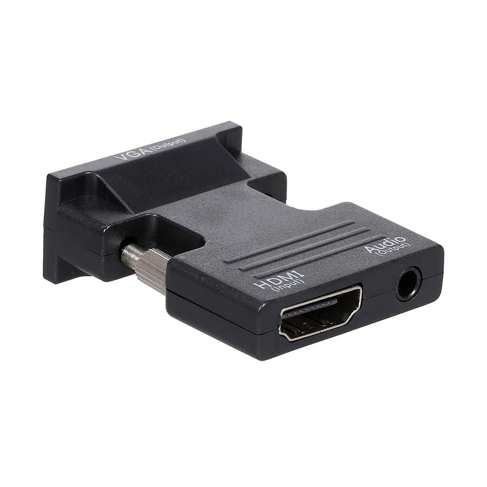 HD Female to VGA Male Adapter Support HD 1080P Video Signal Transmission with Audio Port for Monitor Projector TV PC