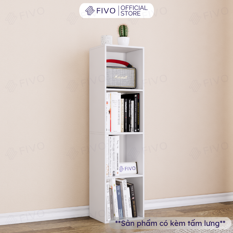 Kệ Sách Tổ Ong Fivo Đa Tầng Dễ Lắp Ráp Fb01, Có Tấm Lưng Dày Dặn Chắc Chắn, Chất Liệu Làm Từ Gỗ Mdf Cao Cấp - Màu Trắng - 4 Tầng