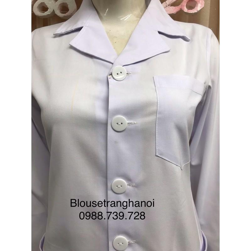Áo blouse dài tay điều dưỡng, y tá, dược sĩ - Blouse trắng hà nội