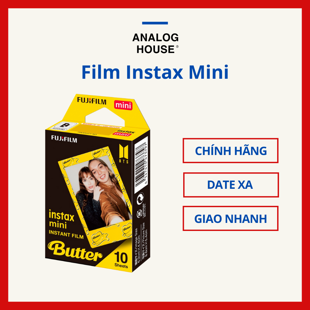 Film chụp ảnh lấy liền Fujifilm Instax Mini hộp 10 tấm - Viền BTS Butter - Hàng Chính Hãng