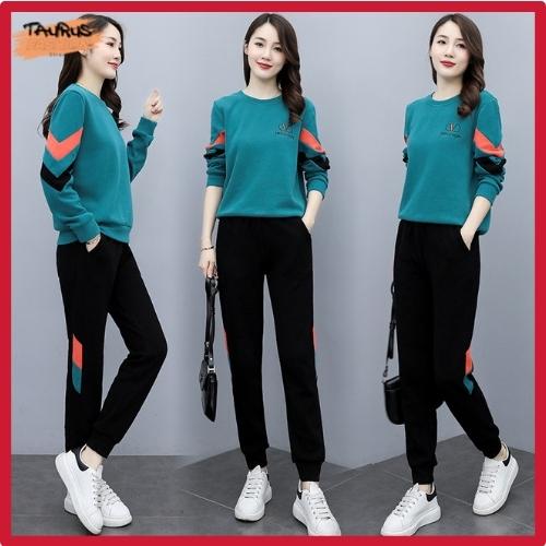 Bộ Thể Thao Tay Dài Nữ, Thun Cotton TAURUS FASHION, Áo Bo Gấu Giấu bụng, Che Khuyết Điểm, Tôn Dáng