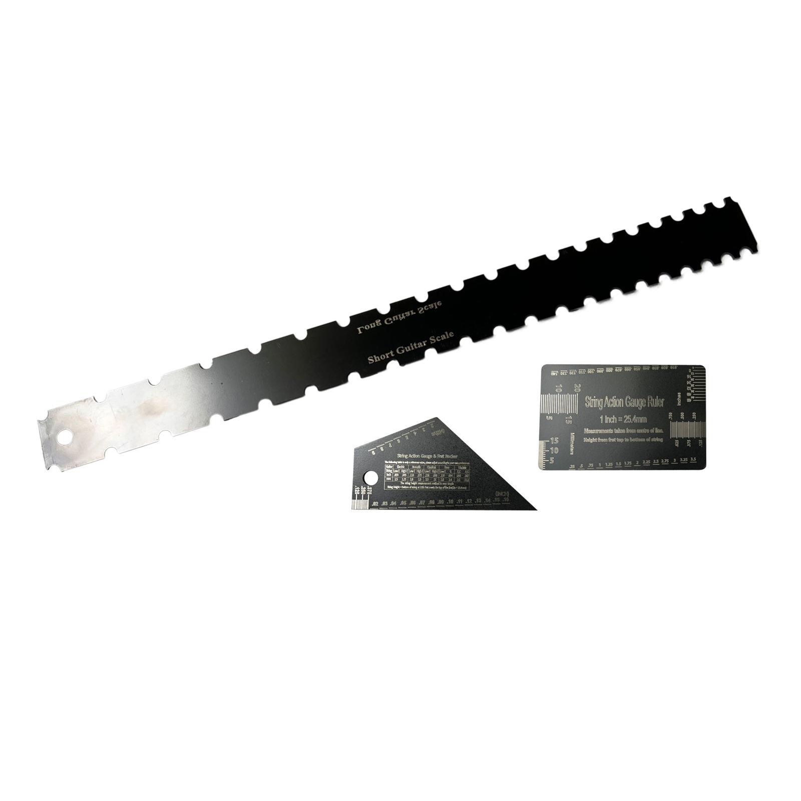 3x Guitar Neck Notched Straight Ruler Neck Fingerboard Measuring Ruler