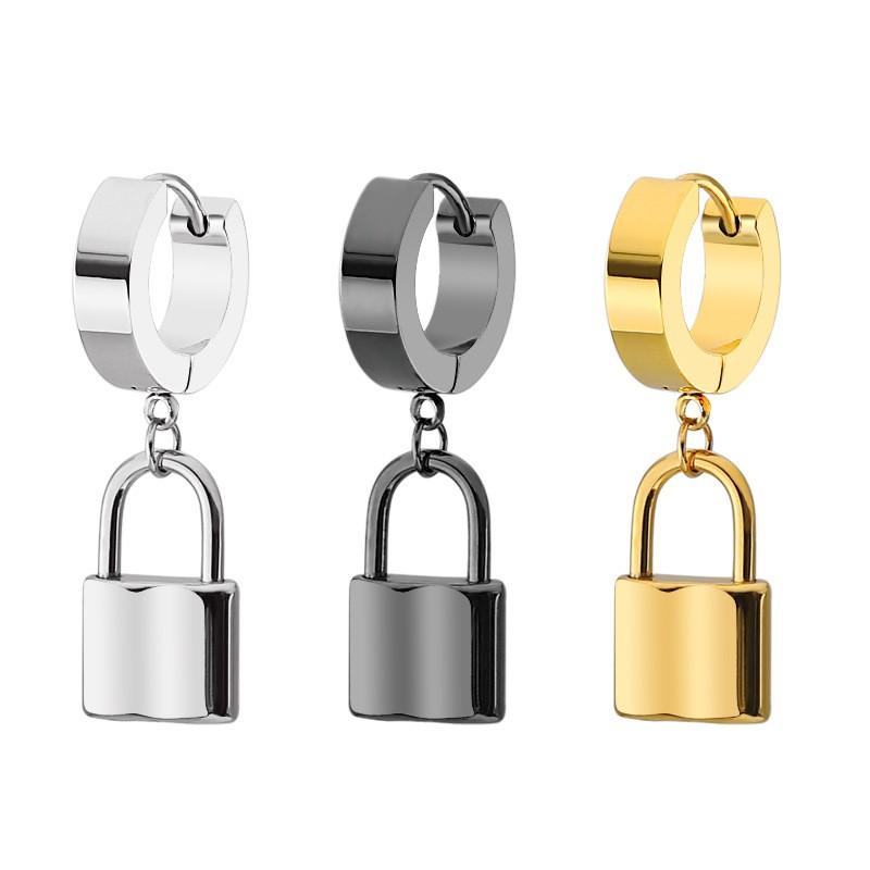 Khuyên tai Titan Nam nữ hình chiếc khóa dạng khoen tròn