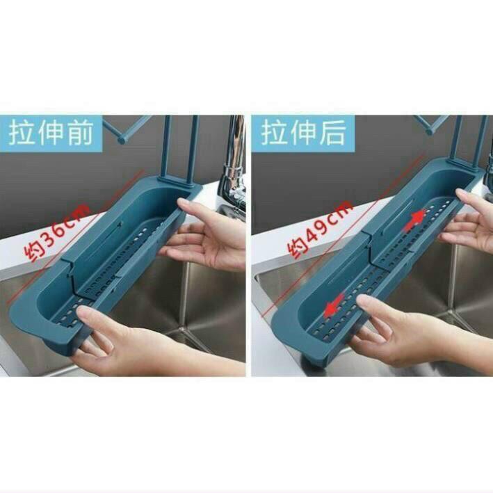 Kệ nhựa dài co dãn để bồn đựng đồ rửa chén thông minh không kèm khăn lau.