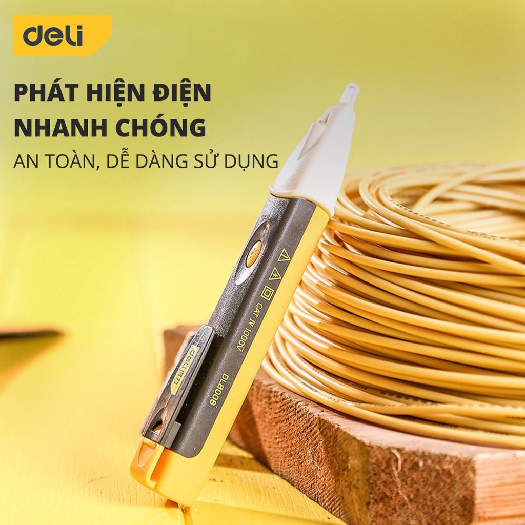 Bút Thử Điện Đa Năng Thông Minh Deli Chính Hãng 90-1000V - Tích Hợp Đèn LED Và Còi Báo Động An Toàn, Tiện Lợi - DL8008