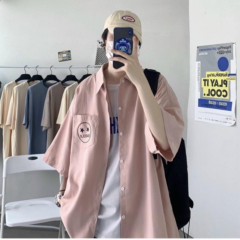 Áo khoác áo sơ mi tay lỡ Ulzzang Kaki unisex form rộng oversize