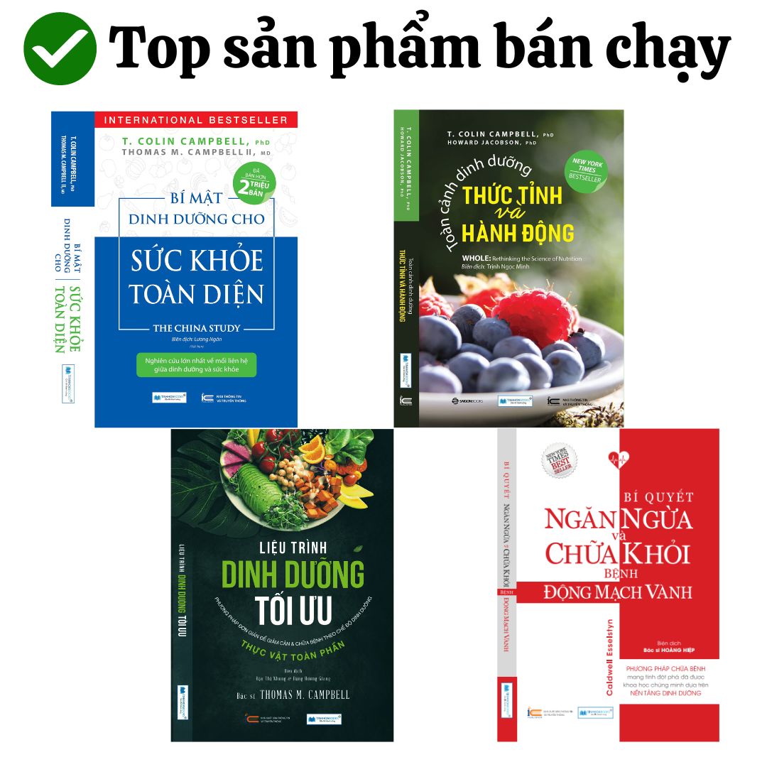 Combo 4 cuốn Bí mật dinh dưỡng (TB) + Toàn cảnh dinh dưỡng (TB) + Liệu trình dinh dưỡng + Động mạch vành