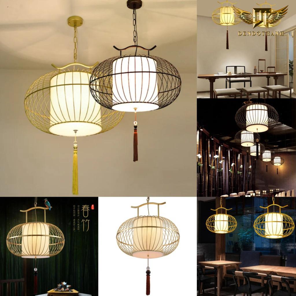 Đèn thả hình đèn lồng trang trí trần decor phong cách hiện đại thân hợp kim đui đèn E27 tiện dụng kèm bóng led DDT12