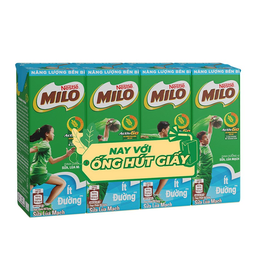 Thùng 48 Hộp Sữa Nestlé Milo Ít Đường (180ml/ Hộp)