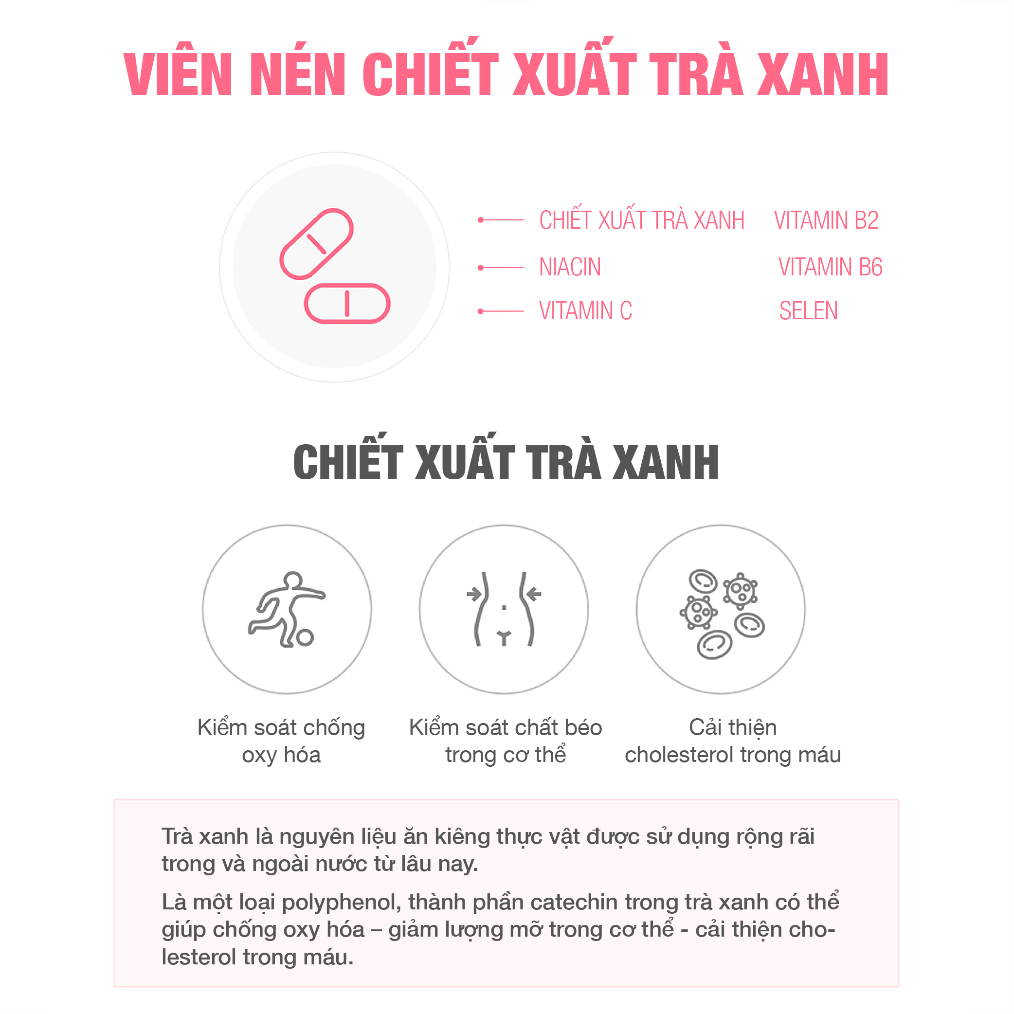 Viên Uống Tiêu Mỡ Cơ Thể Calobye Catechin Trà Xanh + Probiotics (Hộp 30 Gói x 30 Ngày)