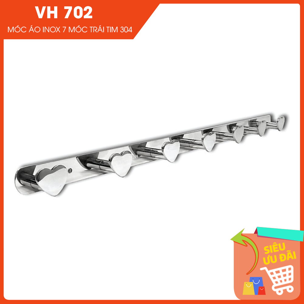 Móc áo Inox 304 7 móc trái tim VH702