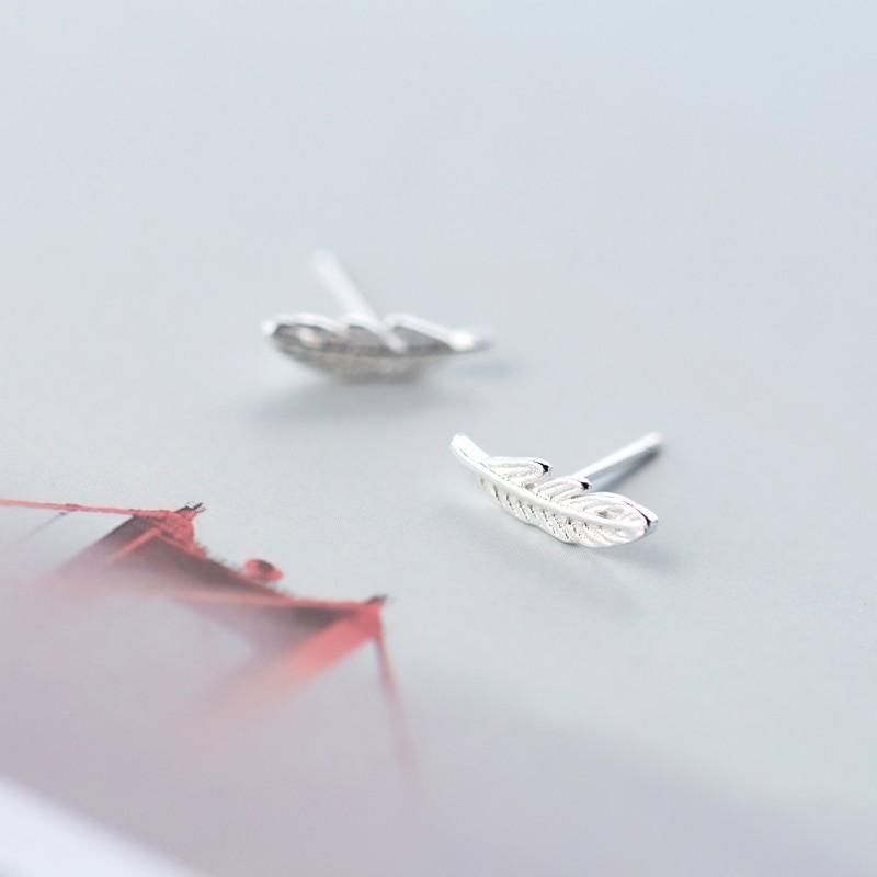 Khuyên tai bạc Ý s925 hình lá E3122 - AROCH Jewelry