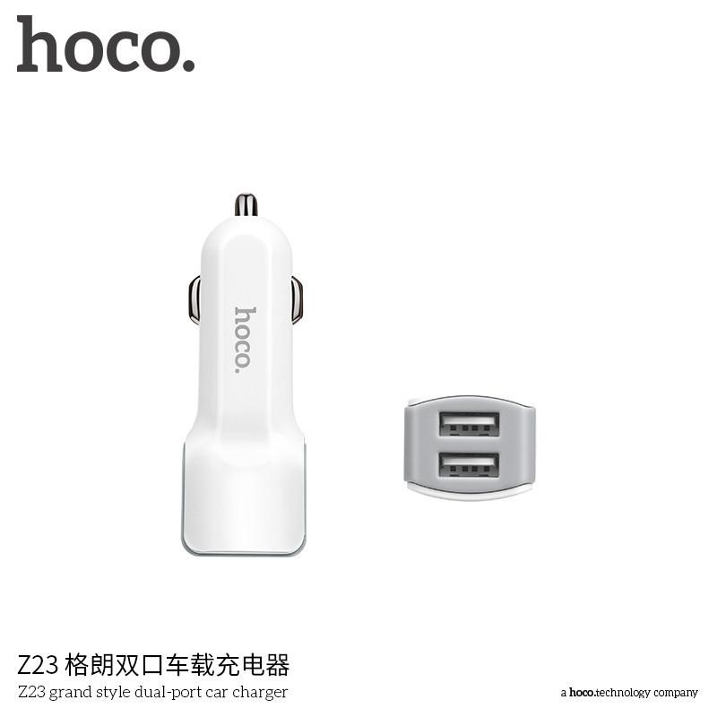 Tẩu sạc ô tô 2 cổng USB Hoco Z23 12W, cổng sạc cho xe hơi hàng chính hãng