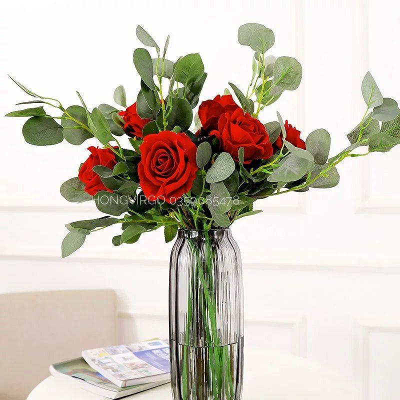 Cành Lá Táo Giả dài 60cm 5 nhánh lá to loại đẹp