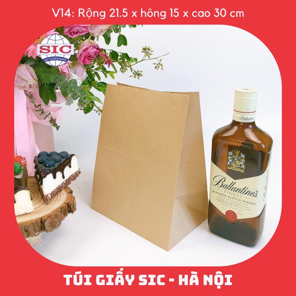 10 CHIẾC TÚI GIẤY KRAFT V14: 21.5x15x30 cm KHÔNG QUAI
